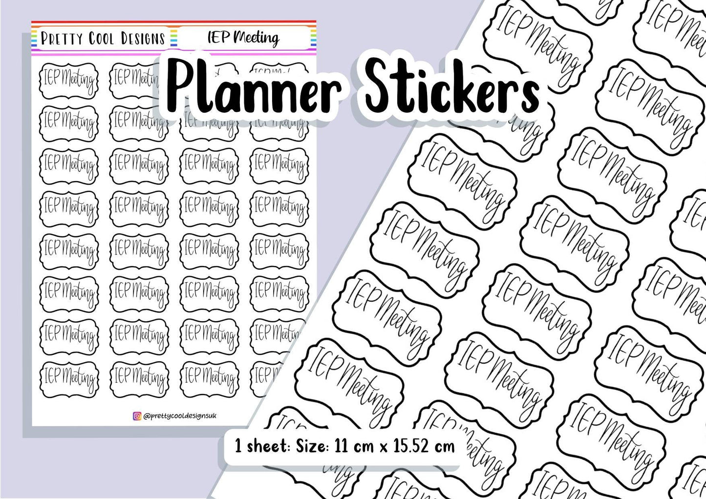 32 IEP Meeting SEN Teacher Planner Stickers UK - 1 Sheet