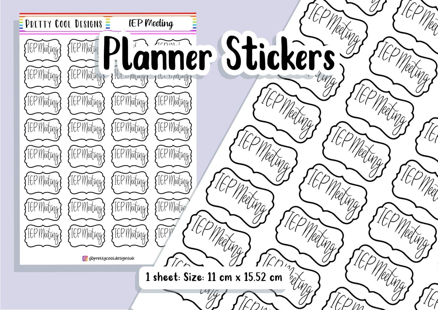 32 IEP Meeting SEN Teacher Planner Stickers UK - 1 Sheet