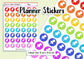 48 Rainbow Pin Planner Stickers UK - 1 Sheet