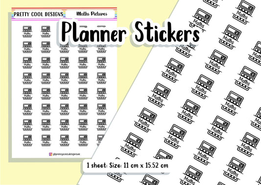 Maths Subject Teacher Student Planner Stickers UK - 1 Sheet