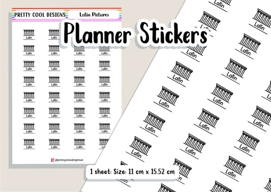 Latin Subject Teacher Student Planner Stickers UK - 1 Sheet