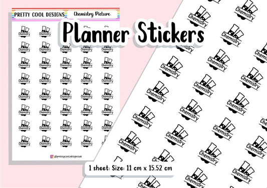 Chemistry Science Subject Teacher Student Planner Stickers UK - 1 Sheet