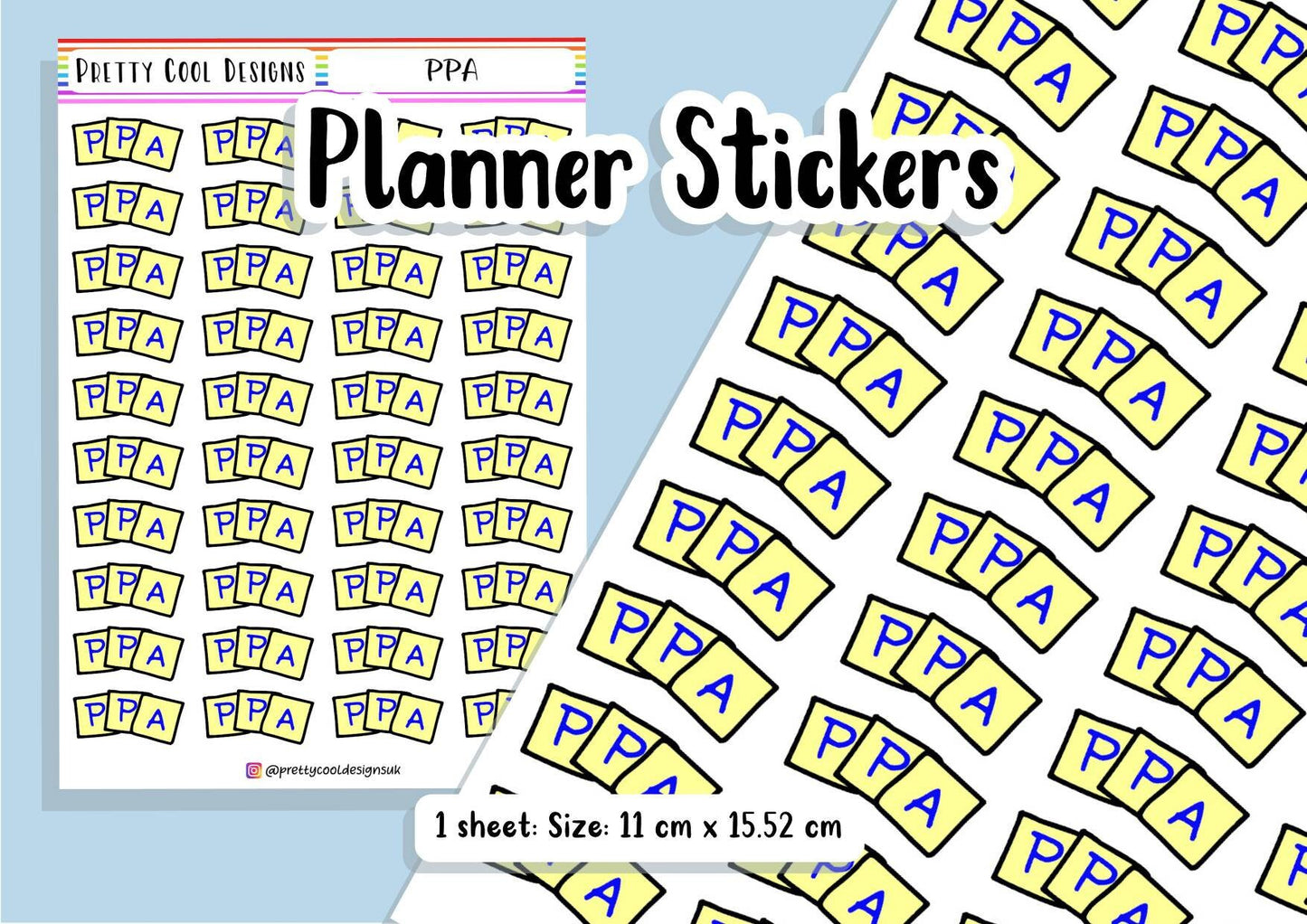 PPA Teacher Planner Stickers UK - 1 Sheet
