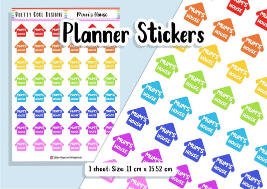 48 Rainbow Mum's House Planner Stickers UK - 1 Sheet