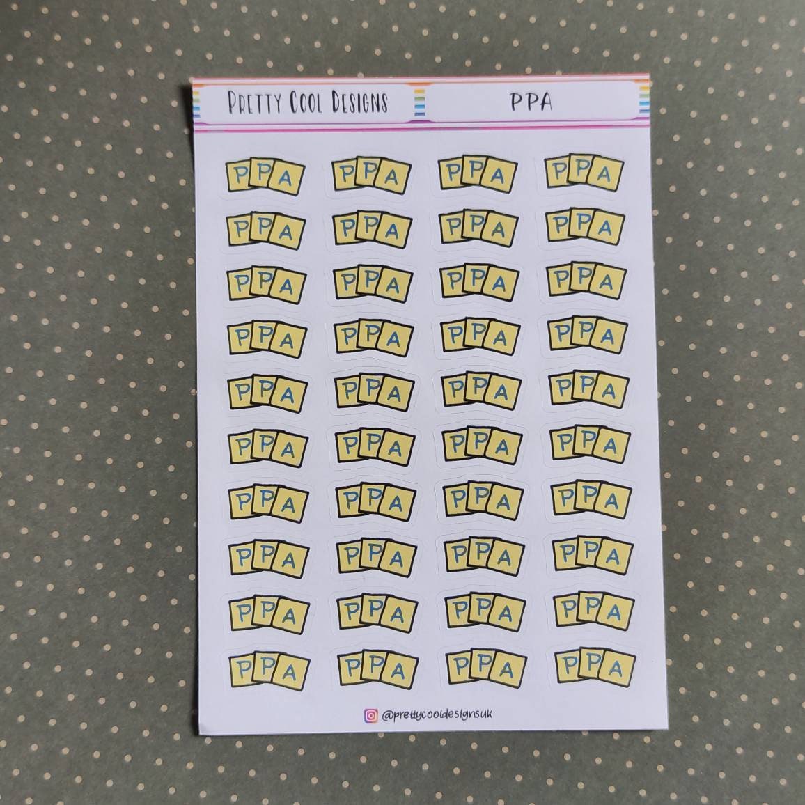 PPA Teacher Planner Stickers UK - 1 Sheet