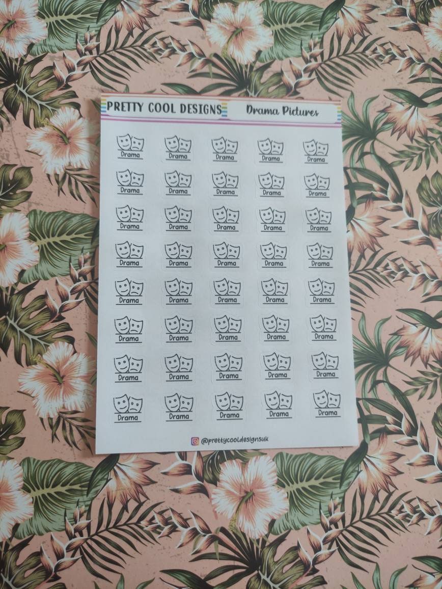 Drama Subject Teacher Student Planner Stickers UK - 1 Sheet