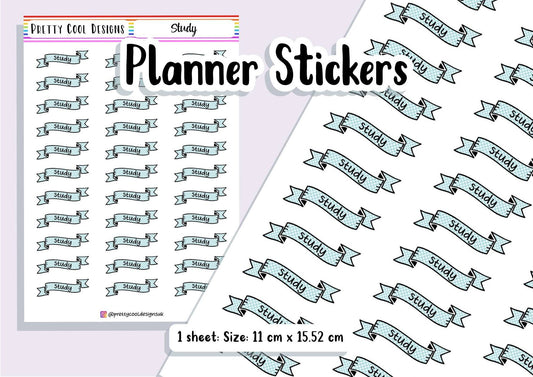 33 Study Teacher Student Planner Stickers UK - 1 Sheet