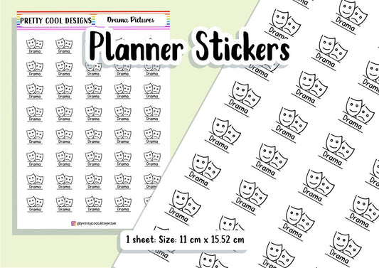 Drama Subject Teacher Student Planner Stickers UK - 1 Sheet