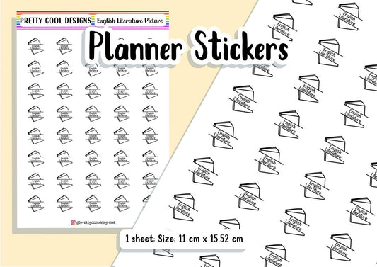 English Literature Subject Teacher Student Planner Stickers UK - 1 Sheet