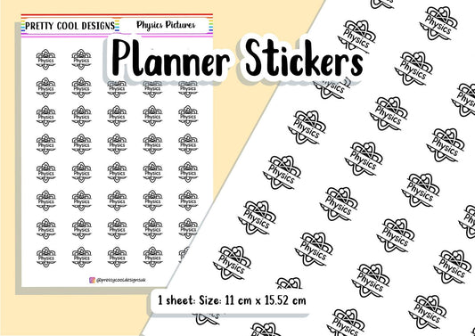 Physics Science Subject Teacher Student Planner Stickers UK - 1 Sheet