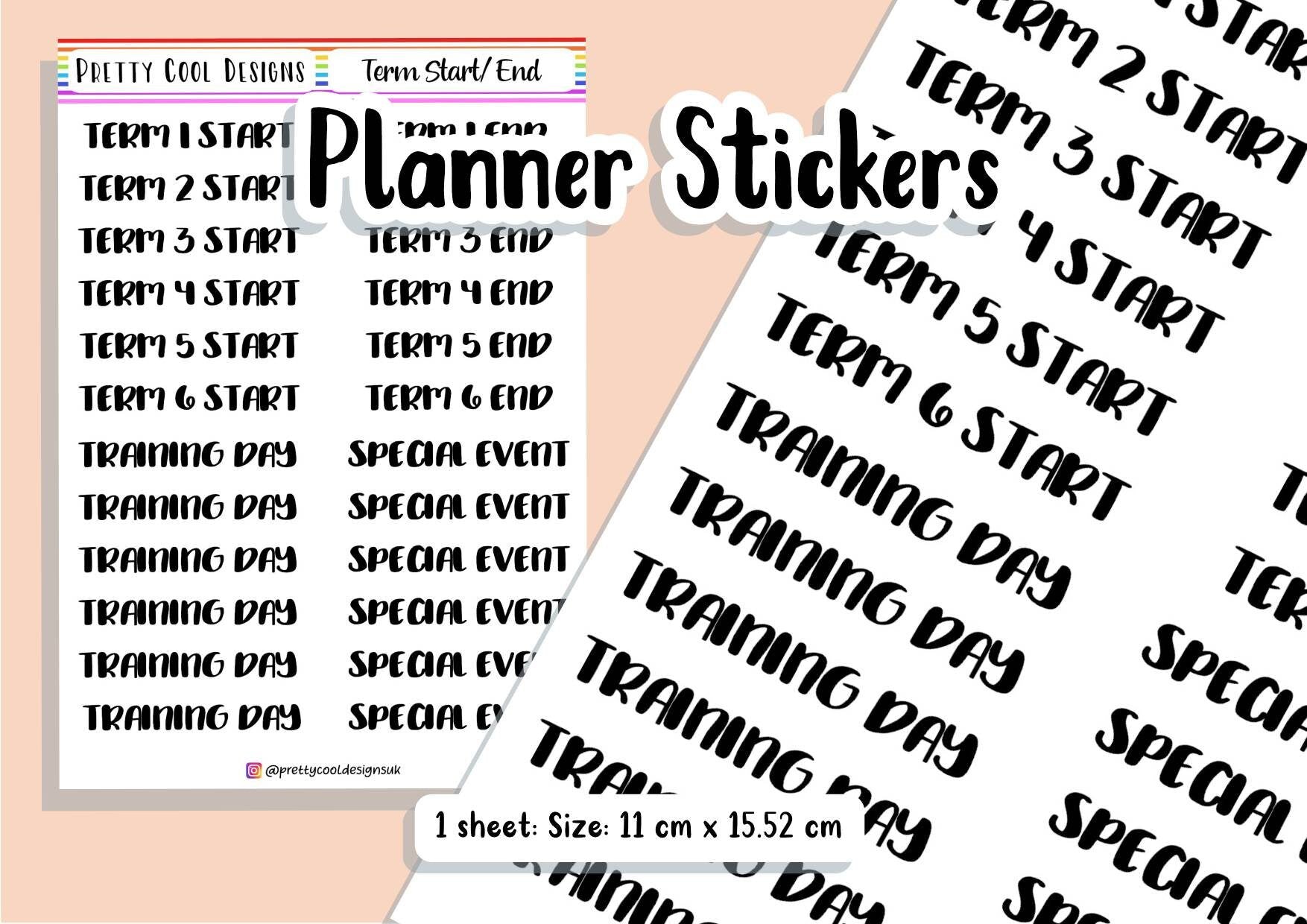 Teacher Planner Term Start End Holiday Stickers UK - 1 Sheet