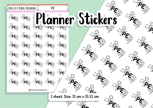 PE Teacher Planner Stickers UK - 1 Sheet