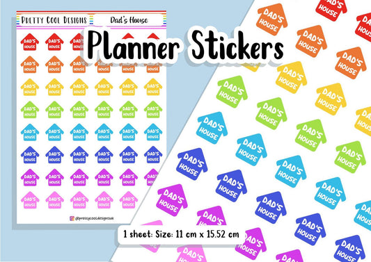 48 Rainbow Dad's House Planner Stickers UK - 1 Sheet