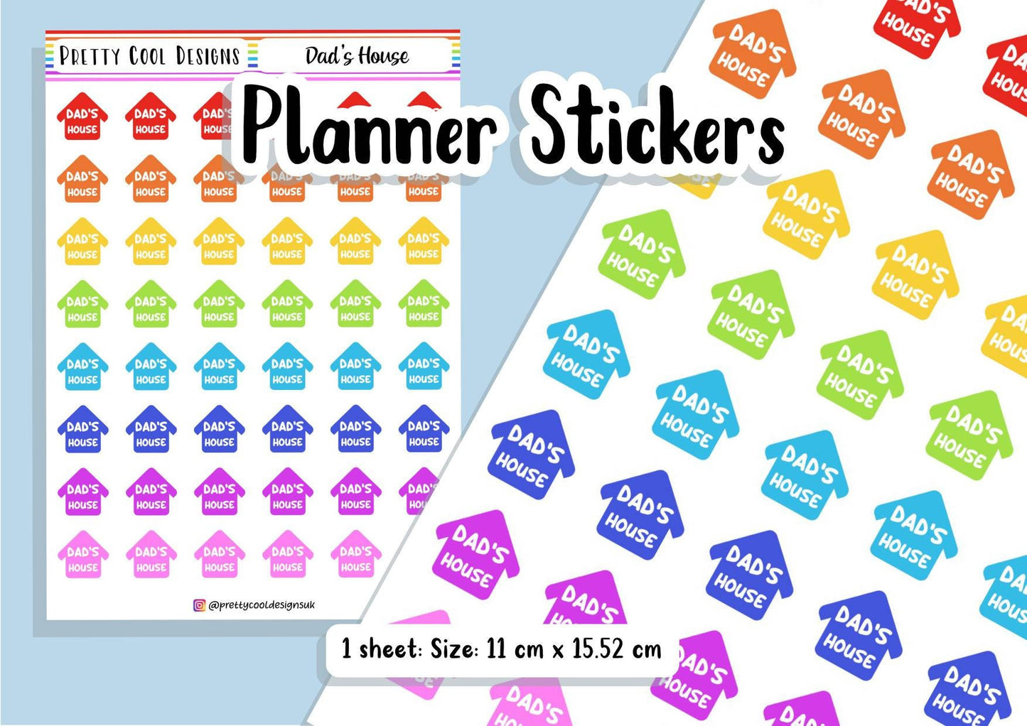 48 Rainbow Dad's House Planner Stickers UK - 1 Sheet