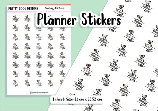 Biology Science Subject Teacher Student Planner Stickers UK - 1 Sheet