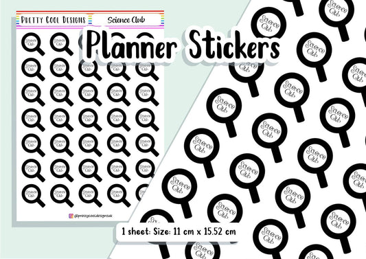 Science Club Teacher Family Mum Planner Stickers UK - 1 Sheet