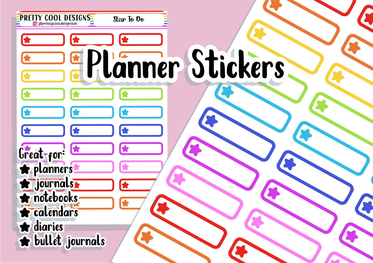 To Do Star Teacher Student Planner Stickers UK - 1 Sheet