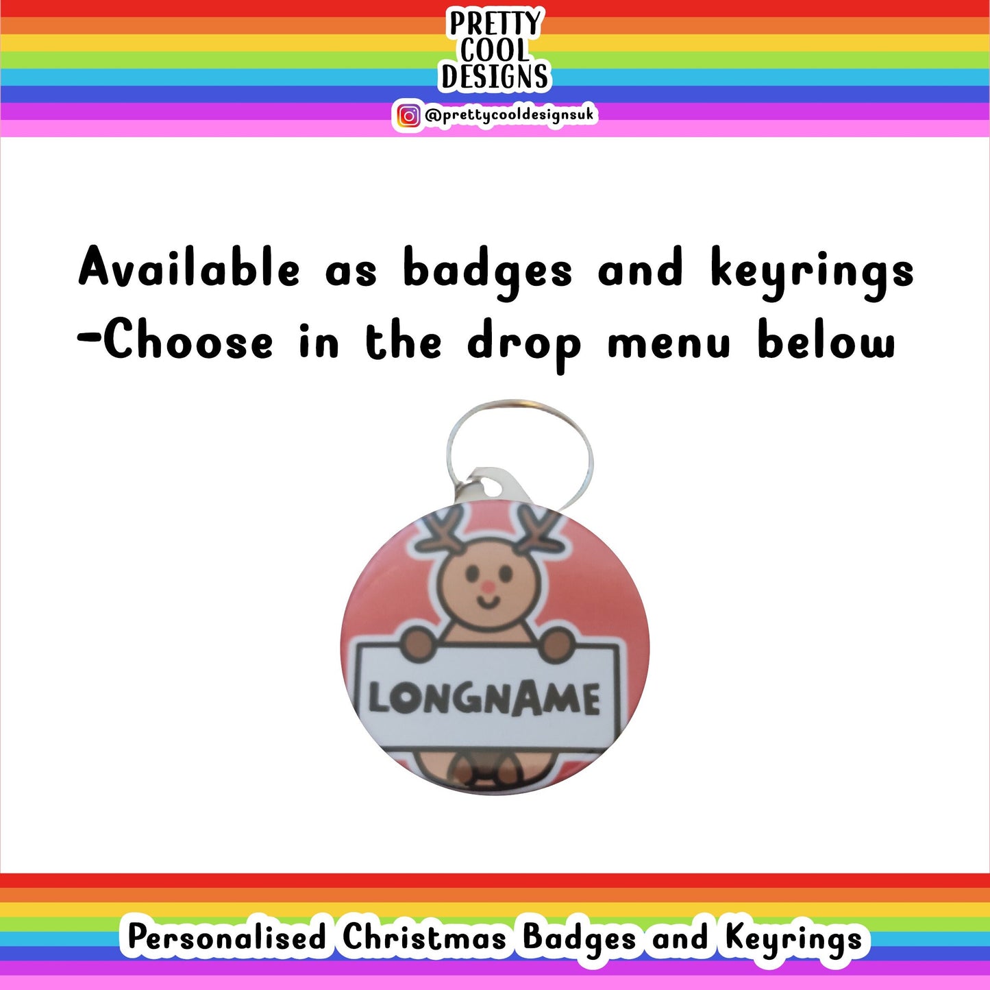 Personalised Badge or Keyring Christmas Present Birthday Gift Secret Santa