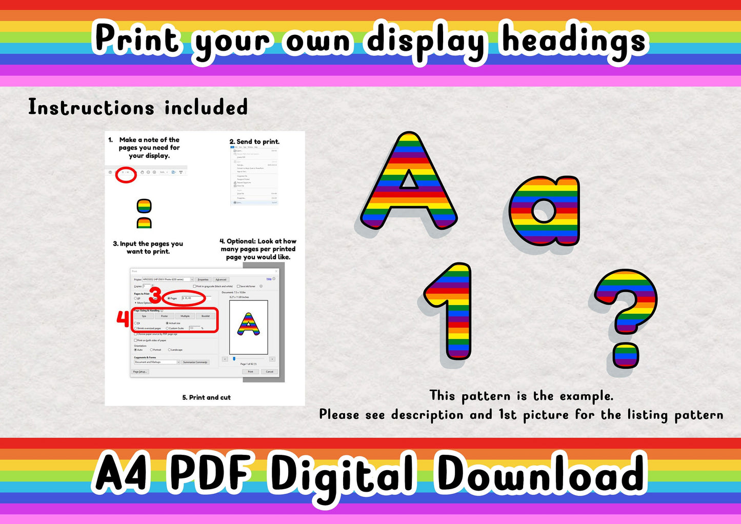 Rainbow Bulletin Board Letters: Numbers & Symbols (Digital Download)