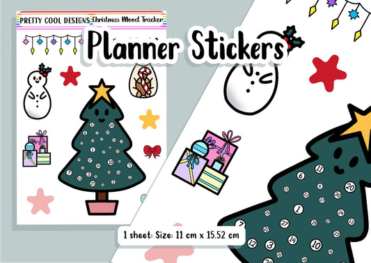 Christmas Bujo Mood Tracker Planner Stickers Bullet Journal UK - 1 Sheet