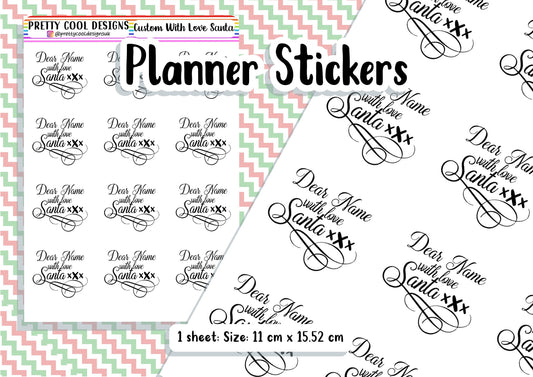 Custom Santa Christmas Gift Stickers, Personalized Planner Labels (1 Sheet)