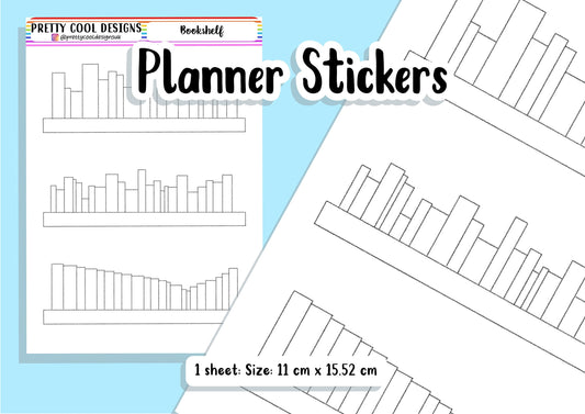 Bookshelf Book Reading Tracker Blank Bujo Diary Planner Stickers UK - 1 Sheet
