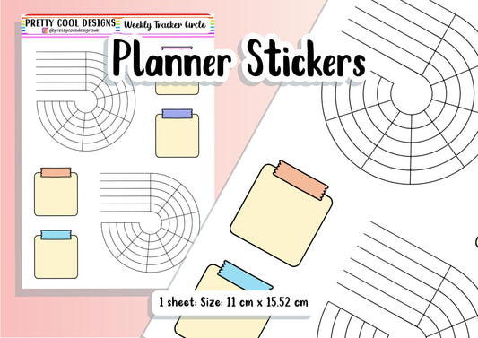 Week Habit Tracker Circle Round Blank Bujo Diary Planner Stickers UK - 1 Sheet