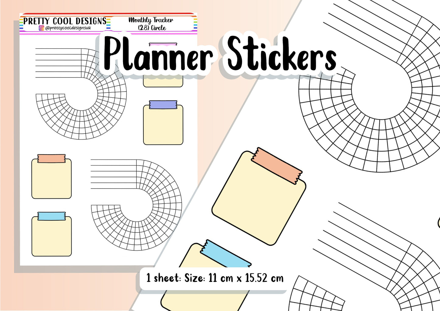 Month (28 days) Habit Tracker Circle Round Blank Bujo Diary Planner Stickers UK - 1 Sheet
