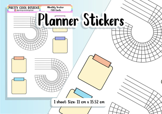 Month (31 days) Habit Tracker Circle Round Blank Bujo Diary Planner Stickers UK - 1 Sheet