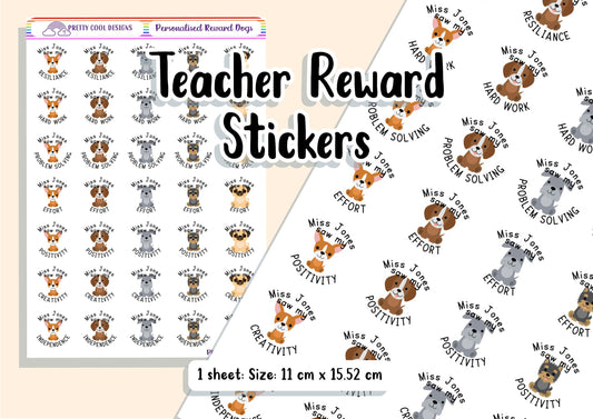 Personalised Teacher Stickers | Reward Stickers | Personalised Stickers | Growth Mindset | Dog | Animals | Puppy | Pets