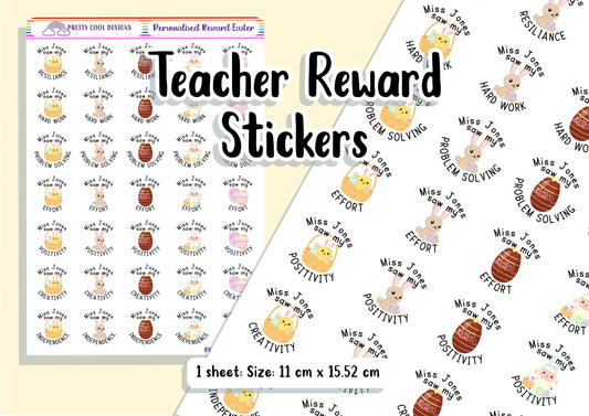 Personalised Teacher Stickers | Reward Stickers | Personalised Stickers | Growth Mindset | Easter | Animals | Bunny | Spring