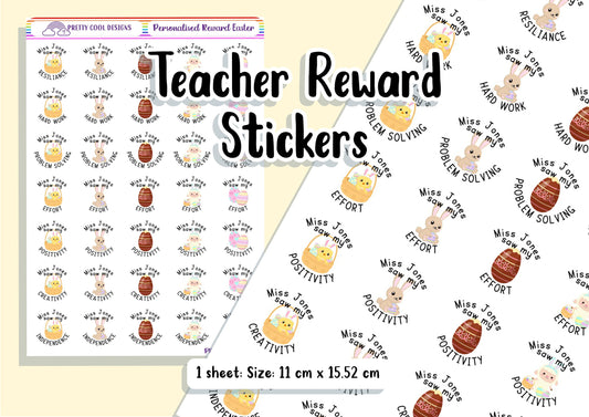 Personalized Teacher Reward Stickers: Easter Bunny, Growth Mindset