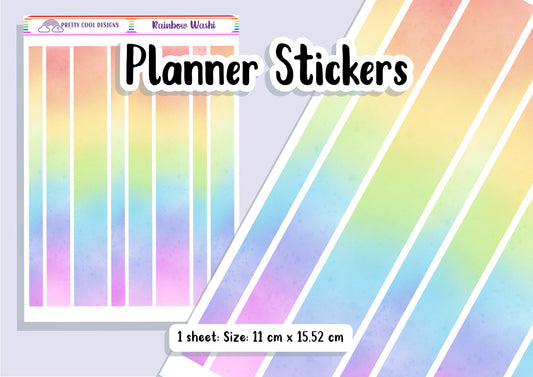 Pastel Rainbow Washi Tape Stickers – Handmade Planner Stickers