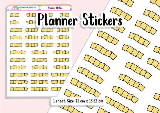 Blank Sticky Note Planner Stickers | Teachers | Students | UK - 1 Sheet