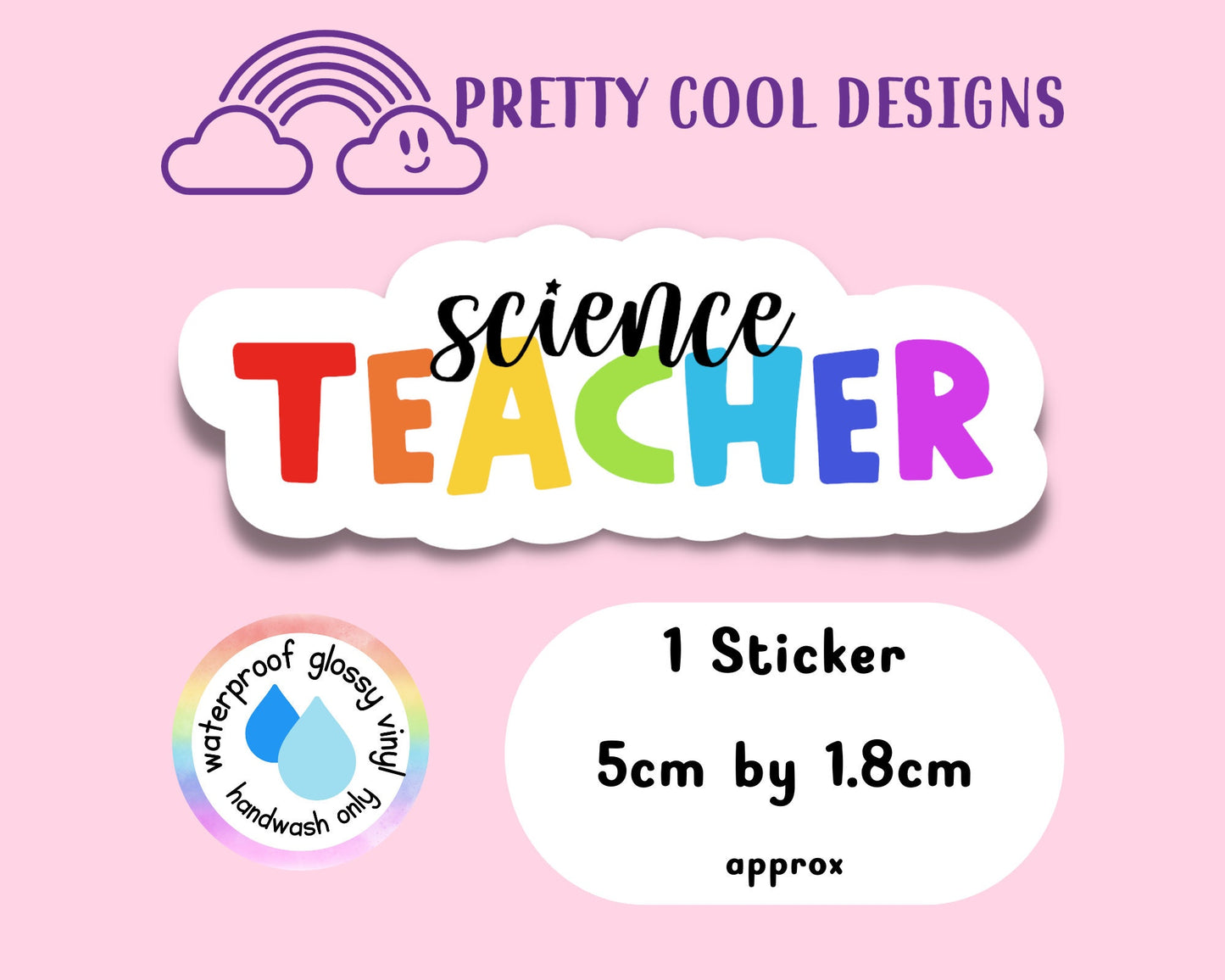 Waterproof Vinyl Science Teacher Sticker Rainbow Affirmation Self Love Motivational Sticker Laptop Journal Scrapbook Planner Sticker