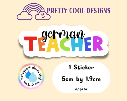 Waterproof Vinyl German Teacher Sticker Rainbow Affirmation Self Love Motivational Sticker Laptop Journal Scrapbook Planner Sticker