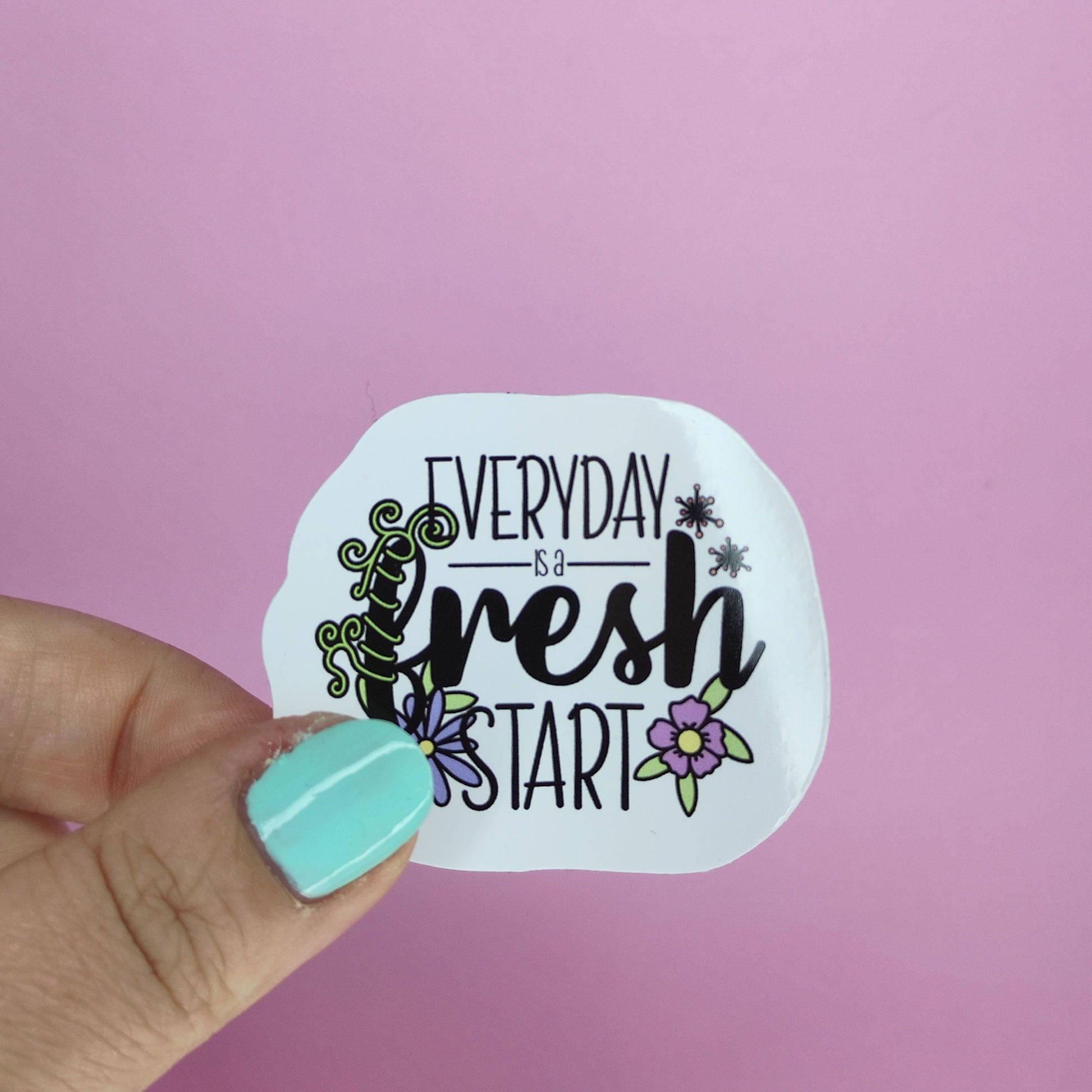 Waterproof Vinyl Every Day is a Fresh Start Sticker Rainbow Affirmation Self Love Motivational Sticker Laptop Journal Planner Sticker