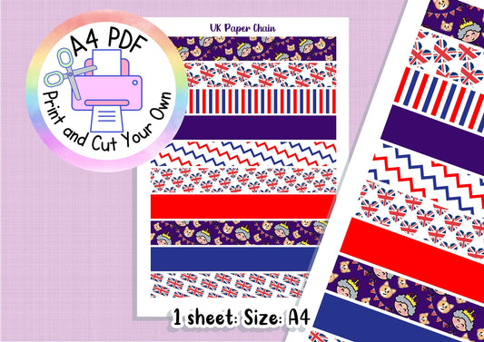 Printable Paper Chains Queen's Jubilee London themed printable display bulletin classroom boards print and cut