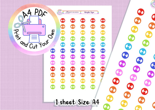 Gym Weights Planner Stickers | Colorful Workout Stickers (PDF)