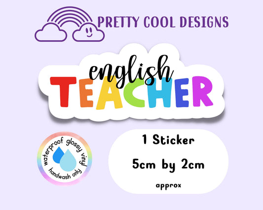 Waterproof Vinyl English Teacher Sticker Rainbow Affirmation Self Love Motivational Sticker Laptop Journal Scrapbook Planner Sticker