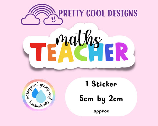 Waterproof Vinyl Maths Teacher Sticker Rainbow Affirmation Self Love Motivational Sticker Laptop Journal Scrapbook Planner Sticker