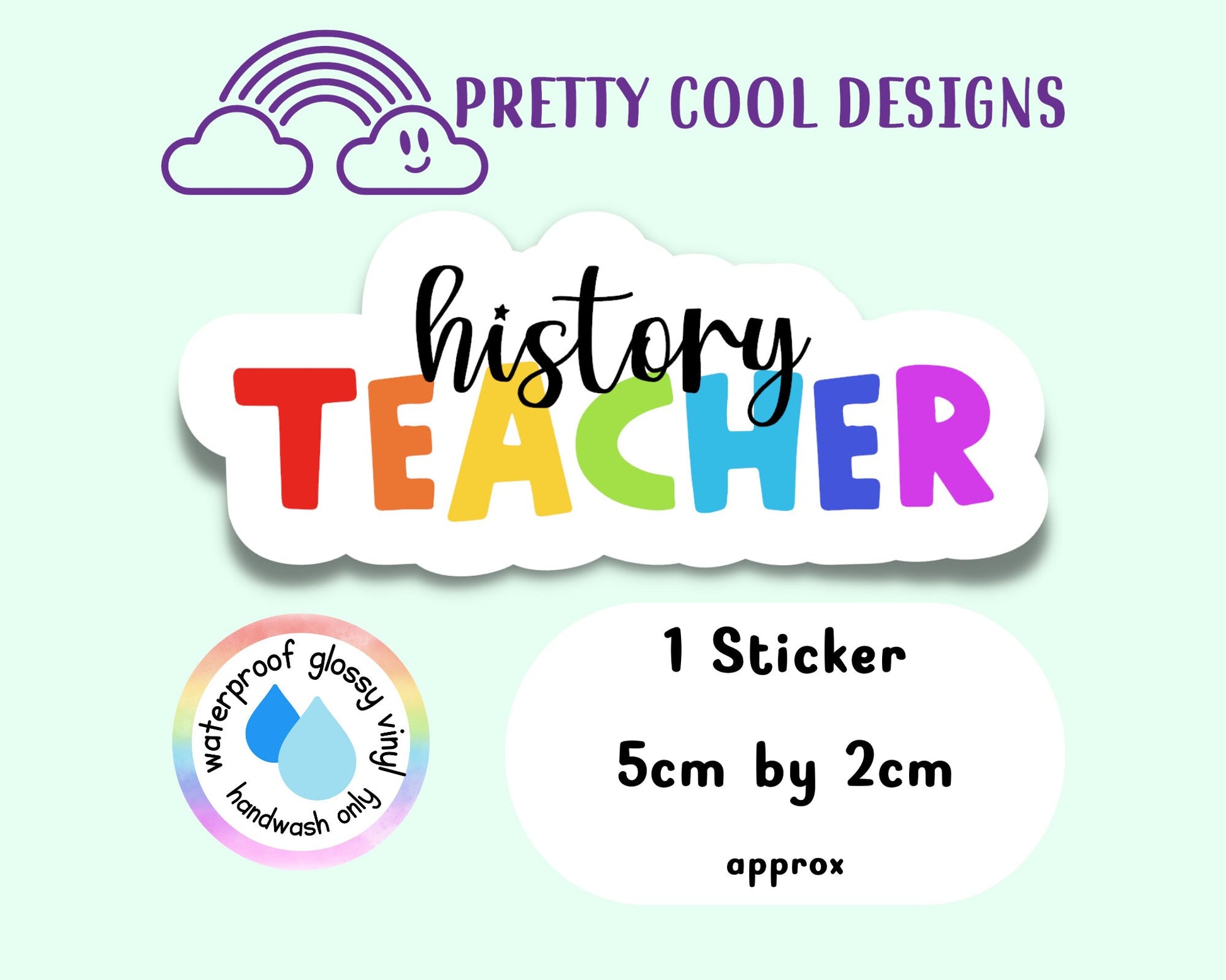 Waterproof Vinyl History Teacher Sticker Rainbow Affirmation Self Love Motivational Sticker Laptop Journal Scrapbook Planner Sticker