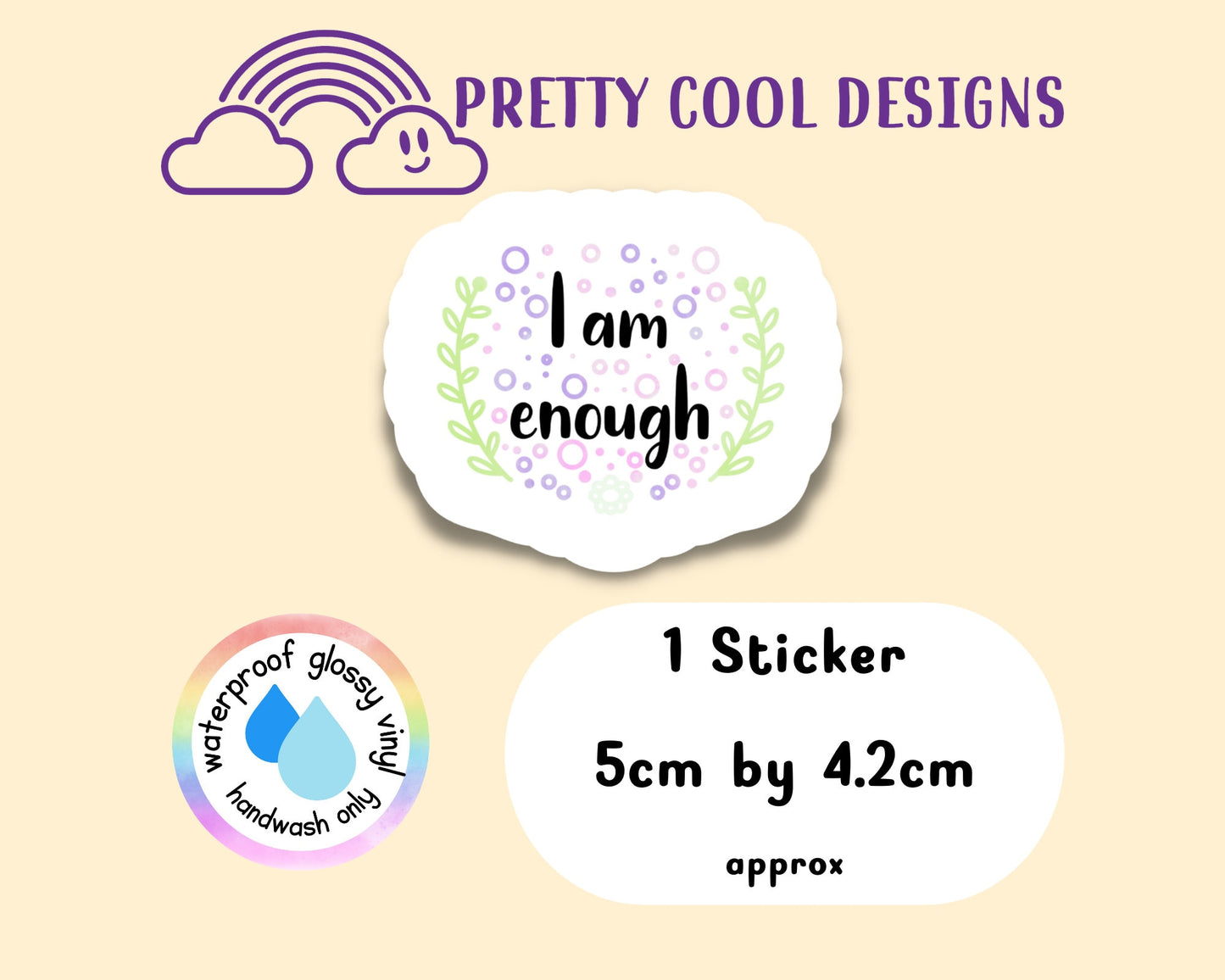 Waterproof Vinyl I am Enough Sticker Rainbow Affirmation Self Love Motivational Sticker Laptop Scrapbook Journal Planner Sticker