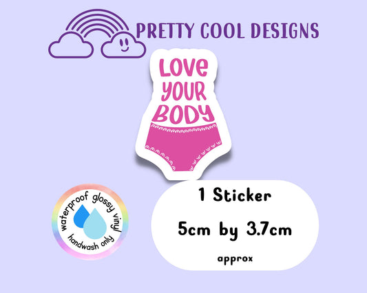 Waterproof Vinyl Love Your Body Sticker Rainbow Affirmation Self Love Motivational Sticker Laptop Scrapbook Journal Planner Sticker