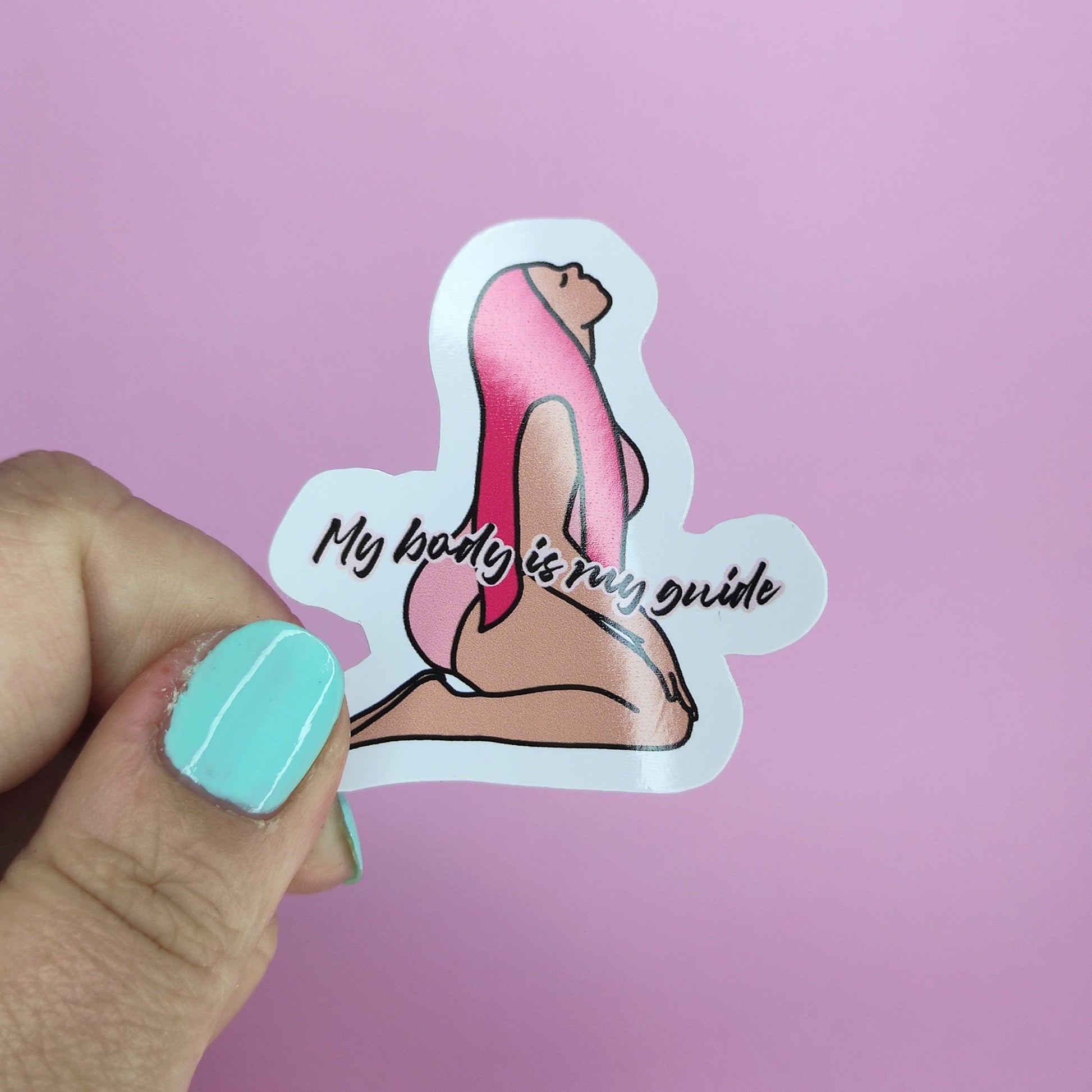 Waterproof Vinyl My Body is my Guide Sticker Rainbow Affirmation Self Love Motivational Sticker Laptop Scrapbook Journal Planner Sticker