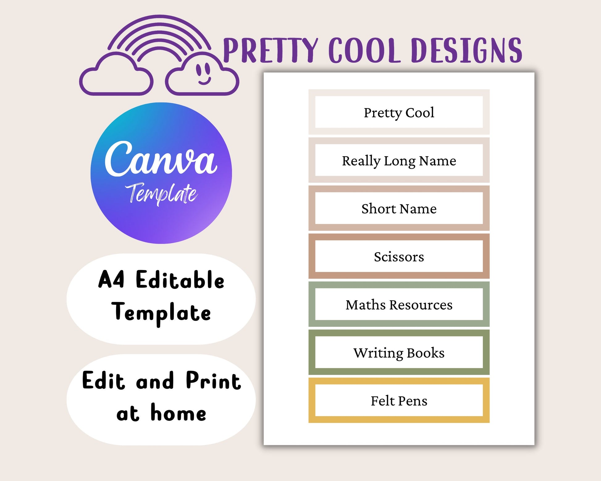 Canva Template Classroom Boho Drawer Labels | Editable Labels for Teachers | Edit and Print at Home | DIY Labels | Download and Print