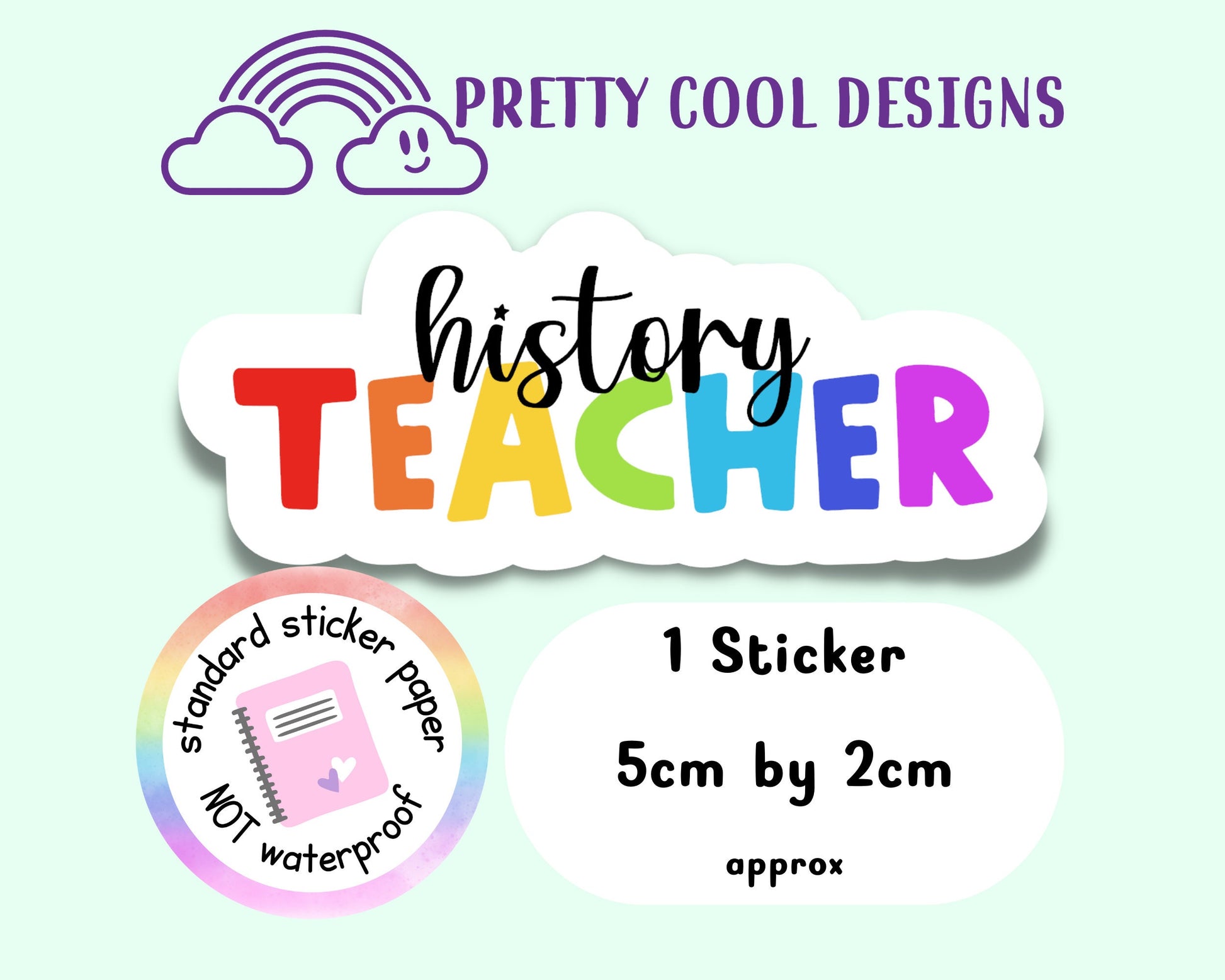 History Teacher Rainbow Affirmation Self Love Motivational Sticker Journal Scrapbook Planner Sticker (NOT WATERPROOF)
