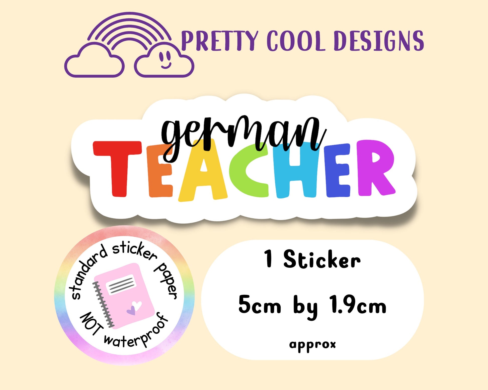 German Teacher Rainbow Affirmation Self Love Motivational Sticker Journal Scrapbook Planner Sticker (NOT WATERPROOF)