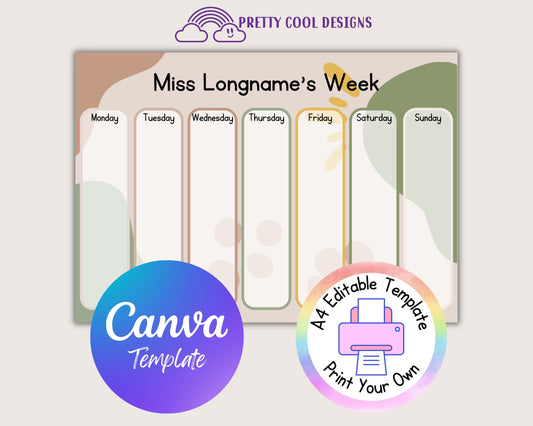 Canva Template Boho Weekly Planner| Editable Planner for Teachers | Printable Template Edit and Print at Home | Download and Print