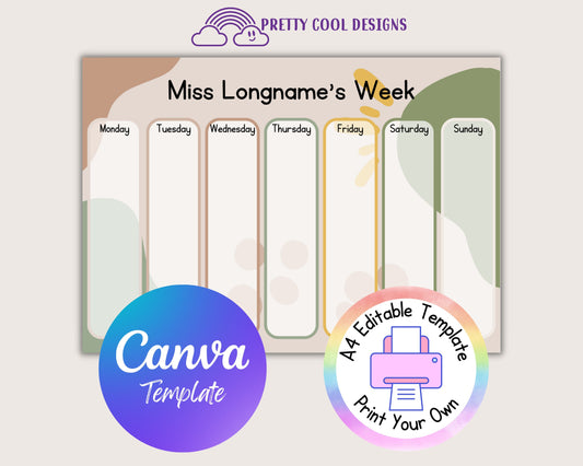 Boho Weekly Planner Canva Template: Editable Teacher Printable (Digital Download)